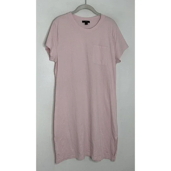 J. Crew Womens T Shirt Short Sleeve Front Pocket Shift Pink Dress Size Large - Picture 2 of 5
